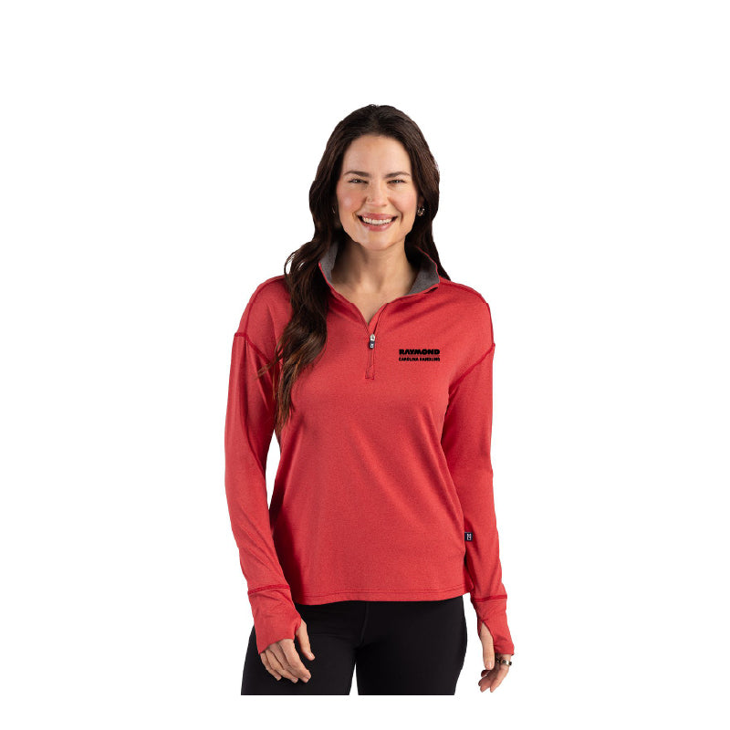Women's Cutter & Buck Forge Stretch 1/4 Zip Pullover - Heather Red