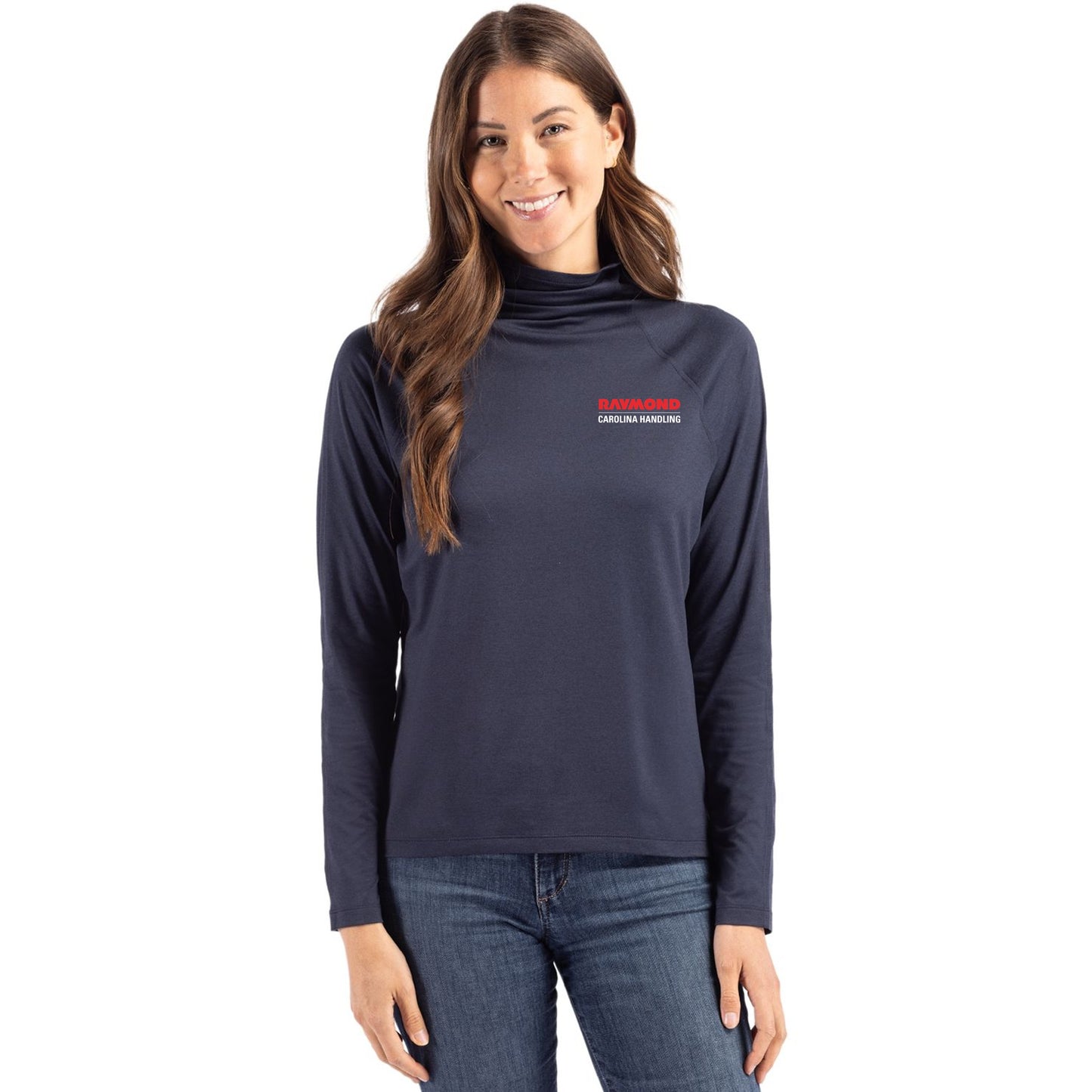 Women's Cutter & Buck Coastline Funnel Neck Pullover - Navy