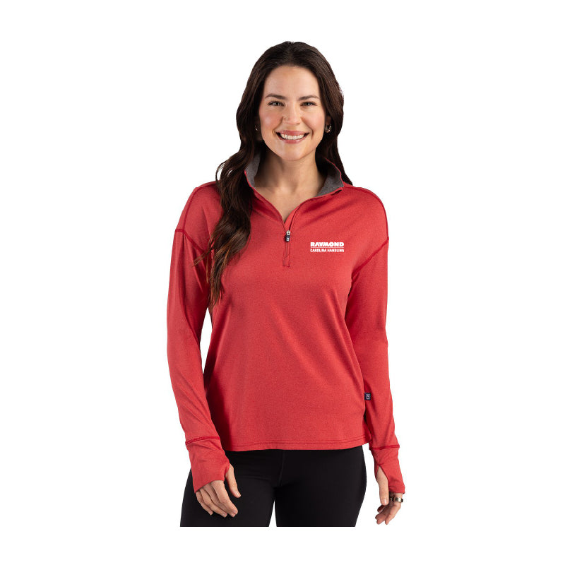 Women's Cutter & Buck Forge Stretch 1/4 Zip Pullover - Heather Red