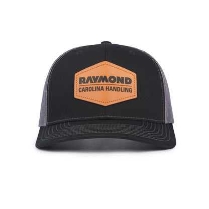 Richardson Leather Patch Trucker Cap - Black / Charcoal