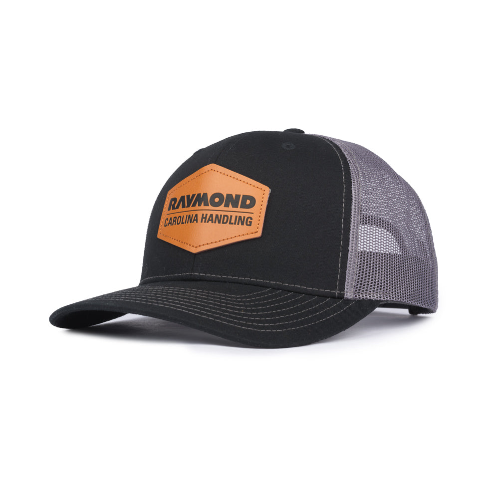 Richardson Leather Patch Trucker Cap - Black / Charcoal
