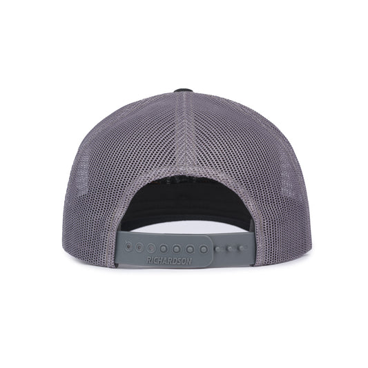 Richardson Leather Patch Trucker Cap - Black / Charcoal