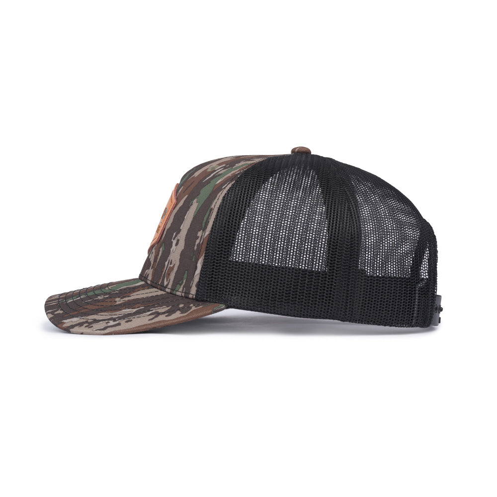 Richardson Leather Patch Trucker Cap - Realtree Camo / Black