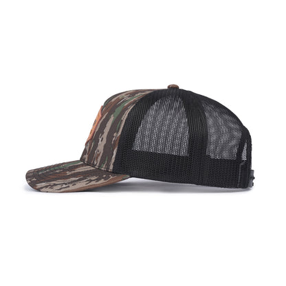 Richardson Leather Patch Trucker Cap - Realtree Camo / Black
