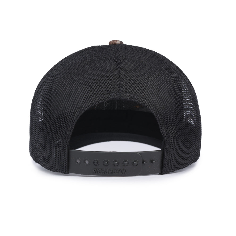 Richardson Leather Patch Trucker Cap - Realtree Camo / Black